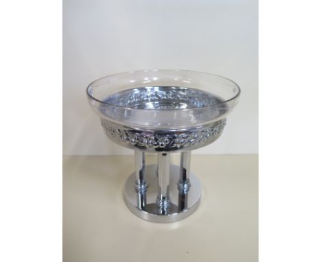 A 1950's Art Deco chrome comport with liner  - 22cm T x 23cm diameter - clean condition 