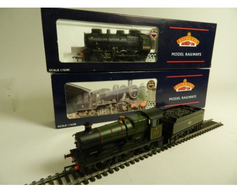 Three boxed Bachmann locomotives No. 32-302 Collett Goods 2277 in BR lined green 32-827 Ivatt Class in LMS black 32-575 Ivatt