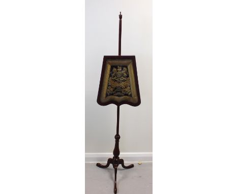 A Victorian pole screen for the Royal Field Artillery, the central panel formed from an Sabreatache, intricately embroidered 