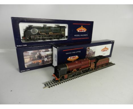 Four boxed Bachmann Locomotives, 31-281 Scot 6155 'The Lancer' in LMS Crimson, 31.308 Manor Class 'Lechlade Manor' in BR line