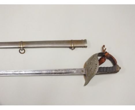 A Victorian Officers' sword and scabbard belonging to Capt Vincent Coldwell of the 4th Indian Cavalry, the blade by Robert Mo