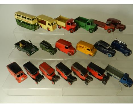 A group of nineteen unboxed Dinky Toys light commercial vehicles, models include Royal Mail 1st type vans, Fordson, Dodge, Tr