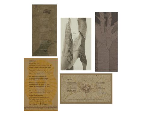 Group of five signed poems including:"Maples" by Donald Hall. Signed."September" by Tracy K. Smith. Signed.An untitled poem b