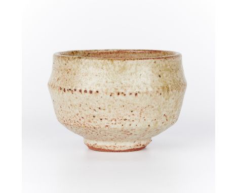 Warren MacKenzie (American, 1924-2018). A studio pottery ceramic bowl. Stoneware in a dry shino glaze, marked along the footr