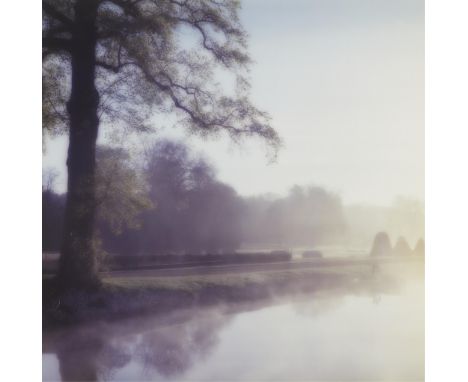 Lynn Geesaman (American, 1938-2020). Chromogenic print photograph titled "Esclimont, France" depicting a foggy morning river,