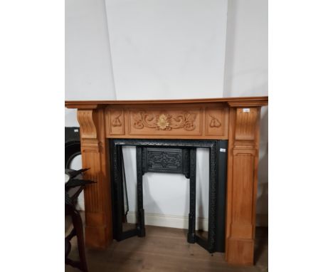 MODERN CARVED PINE FIRE SURROUND