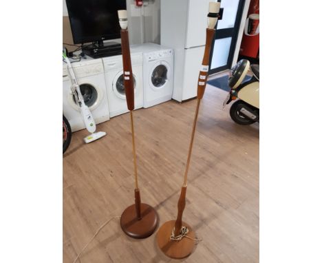 2 TEAK STANDARD LAMP PEDESTAL BASES