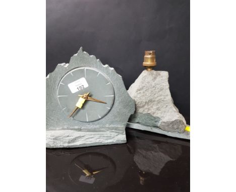2 STONE WORK ITEMS A LAMP AND A CLOCK