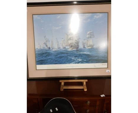 PRINT OF THE BICENTENNIAL FIRST FLEET ARRIVING BOTANY BAY BY J.STEVEN DEWS