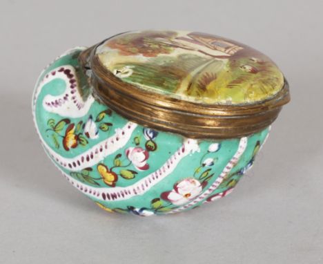 A BILSTON ENAMEL PATCH BOX.