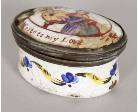 A BILSTON ENAMEL SNUFF BOX, "My Dove".