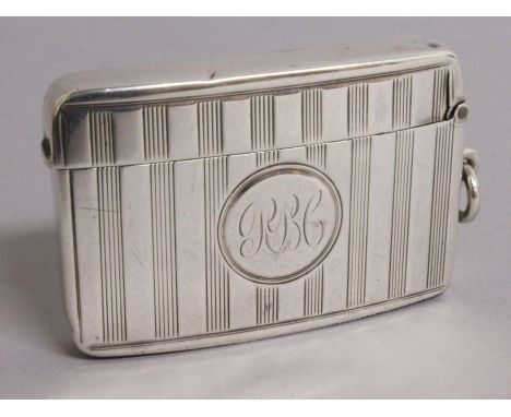 AN ENGINE TURNED SILVER VESTA CASE. Birmingham 1902.