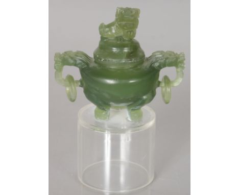 A JADE CENSER ON STAND.