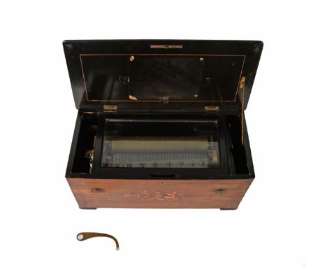 NINETEENTH CENTURY SWISS 'FABRIQUE DE GENEVE' CYLINDER MUSICAL BOX playing six airs named on attached sheet via an 11" brass 