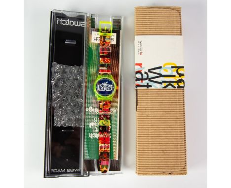 SWATCH X NAM JUNE PAIK ‘ZAPPING’, SWATCH ART SPECIAL LIMITED EDITION WRISTWATCH, SLZ104, (1996), in Perspex holder and remote