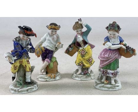 A set of four early 20th century porcelain figures, representing the four seasons after the originals modelled by Chelsea, he
