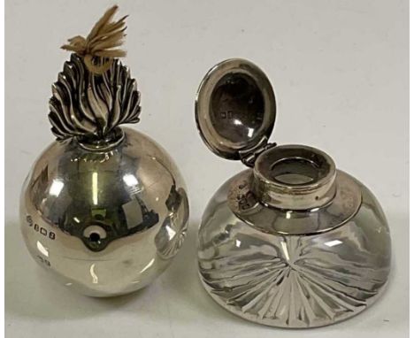 WILLIAM HUTTON &amp; SONS LTD; a George V hallmarked silver 'grenade' table lighter, Birmingham 1933, height 8.5cm, and Willi