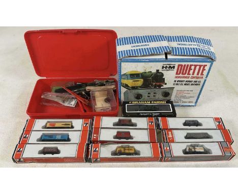GRAHAM FARISH; an N gauge pannier tank, together with Lima rolling stock, transformer, and toolset.