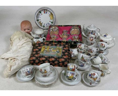A large quantity of ceramic Shell ware nursery rhyme china, together with an Armand Marseille doll.Condition Report: the doll