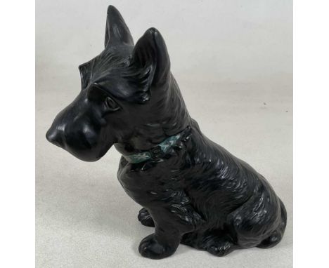 SYLVAC; a large black Scottie dog figure, with a painted collar, numbered 1209 to base and Rd number 778504, height 28cm.Cond