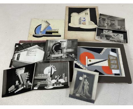 An interesting album of original sketches and also original black and white photographs detailing an Art Deco exhibition 'Fai