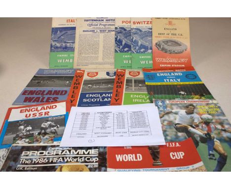 ENGLAND FOOTBALL INTERNATIONALS; a group of thirteen programmes including full internationals, under 23 internationals, youth