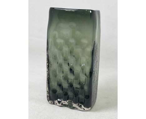 GEOFFREY BAXTER FOR WHITEFRIARS; a glass basket weave pattern vase shape 9667, height 26cm.