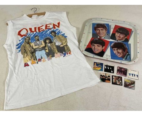 THE BEATLES; an original Worcester ware tray, transfer decorated with portraits of the 'Fab Four', a series of Beatles fridge