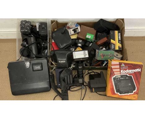 A quantity of cameras and lenses; to include Canon,Kodak and various other brands