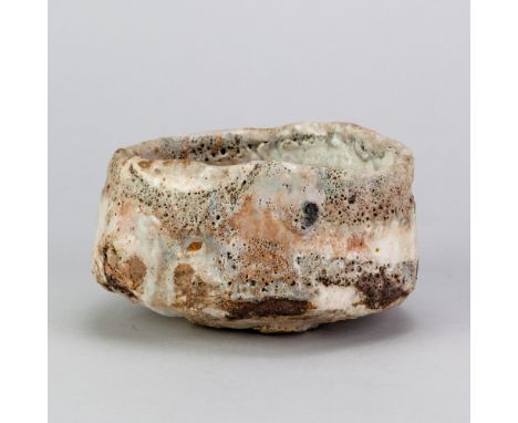 EWEN HENDERSON (1934-2000); a chawan of mixed laminated stoneware and bone china clays covered in eruptive glaze with surface