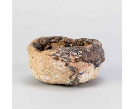 EWEN HENDERSON (1934-2000); 'Neptune's Teabowl', a chawan of mixed laminated stoneware and bone china clays covered in erupti