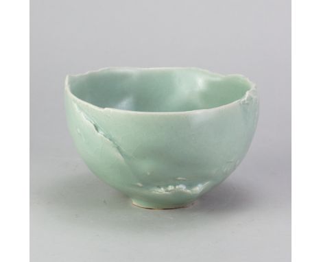 JEAN-FRANCOIS FOUILHOUX (born 1947); a jagged stoneware bowl covered in silky celadon glaze, impressed JFF mark, diameter 15.