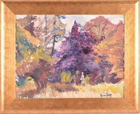 Attributed to Ronald Ossory Dunlop (1894-1973), a woodland landscape, bearing a signature, 34.5 cm x 44.5 cm in a gilt frame.