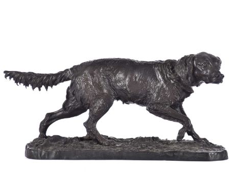 After P J Mene (French, 1810 - 1879), a patinated bronze of a stalking setter, the base with cast signature, 33cmTail loose.
