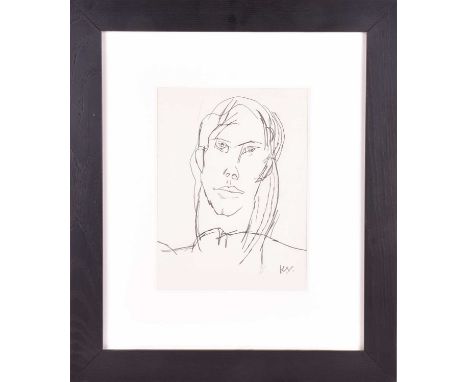 Keith Vaughan (1912-1977), portrait, ink on paper, initialled 'KV', 25.5 cm x 19 cm framed and glazed.No apparent faults, in 