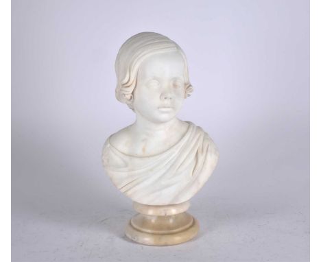 Sir John Robert Steell (Scottish, 1804 - 1891), white marble portrait bust of a young boy, signed verso 'Jn Steell. R.S.A. Sc