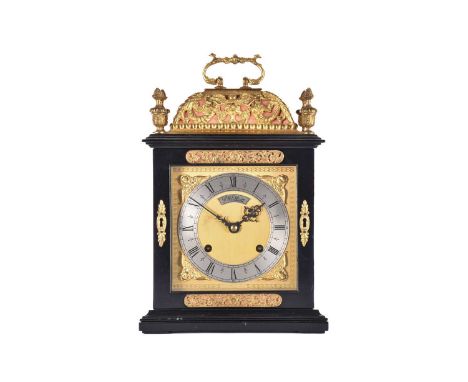 An F W Elliott Golden Jubilee bracket clock, the ebonised case with gilt metal mounts, chiming on the quarter hours on two go