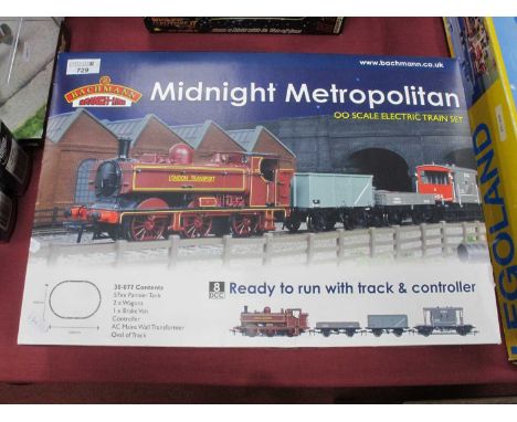 A Bachmann 'OO' Gauge Midnight Metropolitan train set comprising London Transport 0-6-0 tank engine, wagons and Brake Van in 