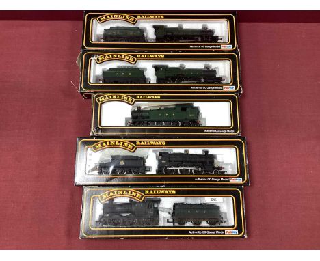 Five boxed Mainline 00 gauge GWR and ex-GWR steam locomotives, including two Manor Class, a 43xx Mogul, a Collett 0-6-0, and 