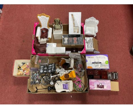 A Quantity Of Dolls House Furniture, Homeware, Accessories, etc. To Include Vicky Secret Toys Chair, Dining Table Set, Floor 