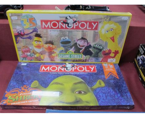 Two Collectors Editions Monopoly Board Games. 123 Sesame Street 35th Anniversary and Shrek. Both Sealed as new.