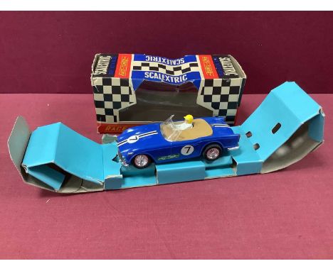 Original Race Tuned Scalextric No C/84 Triumph TR4A, blue, overall appears complete with some signs of wear, boxed, untested.