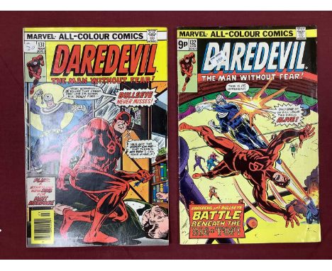 Two Marvel Daredevil Comics. Comprising of #131 Key Issue First Appearance and Origin Of Bullseye, and #132 Key Issue Second 