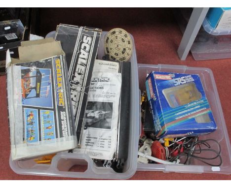 A Quantity of Scalextric Slot Cars and Accesories to include Cars (spares/repair), Track, Grandstand, Barriers, Controllers. 