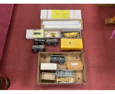 Twelve Gauge One/10m Items of Rolling Stock, to include six kit-built wagons (two box - four open); a small quantity of spare
