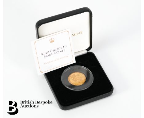 King George III 22ct gold Spade Guinea 1794, approx. 8.4gms, in Jubilee Mint box with certificate of authenticity.&nbsp;