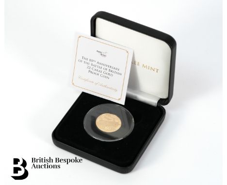 Queen Elizabeth II The 80th Anniversary of the Battle of Britain 22ct gold proof coin, ten dollar Solomon Islands, approx. 8g