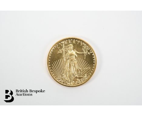 2019 United States Mint American Eagle gold 10 dollar 1/4 ounce proof coin, 8.48 gms, 916.7 fineness, no box and certificate.