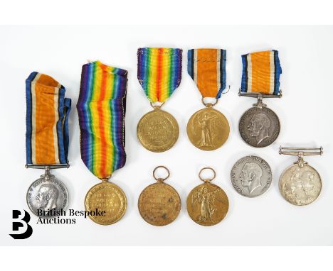 WWI medals named to 32967 Pte E. Mc Vey Highland Light Infantry; WWI medal named to 19943 D.A F. Hazleton D.H R.N; WWI medals