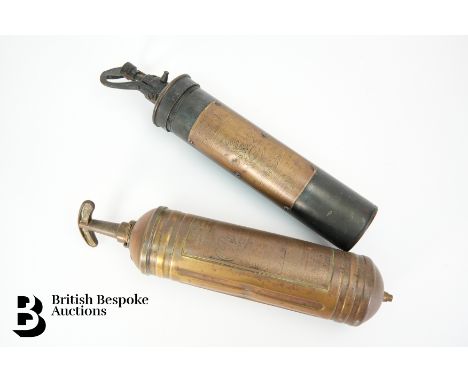 Eight vintage spray cans, including tin Pyrene Extinguisher Liquid, brass Dron-wal&nbsp; nr 5/P compressed air sprayer, anoth